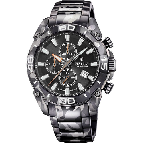 Montre homme Festina F20710/1, cadran noir, boîtier en acier inoxydable, chronographe, affichage de la date, mouvement à quartz, design sport classique. Homme FESTINA 