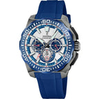 Montre homme Festina F20725/4, cadran blanc et bleu, boîtier en acier inoxydable, bracelet en silicone bleu, chronographe, affichage de la date, mouvement à quartz, design sport Homme FESTINA 