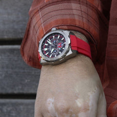 Montre homme Festina F20725/5, cadran noir et rouge, boîtier en acier inoxydable, bracelet en silicone rouge, chronographe, affichage de la date, mouvement à quartz, design sport Homme FESTINA 