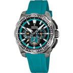 Montre homme Festina F20725/6, cadran noir et turquoise, boîtier en acier inoxydable, bracelet en silicone turquoise, chronographe, affichage de la date, mouvement à quartz, design sport Homme FESTINA 