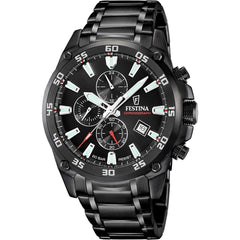 Montre homme Festina F20735/3, cadran noir, boîtier en acier inoxydable noir, chronographe, affichage de la date, mouvement à quartz, design sport-chic. Homme FESTINA 