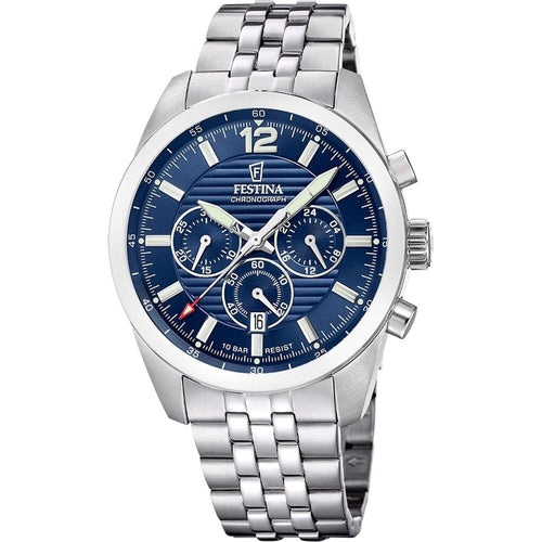 Montre homme Festina F20742/1, cadran bleu, acier inoxydable – Chronographe, design sport classique Homme FESTINA 