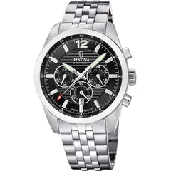 Montre homme Festina F20742/3, chronographe en acier inoxydable à cadran noir texturé, affichage de la date, mouvement à quartz, design sport classique et élégant. Homme FESTINA 