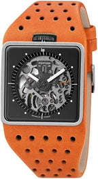 Montre homme Lip Big TV 671660 – Boîtier carré, cadran squelette, bracelet orange Homme LIP 