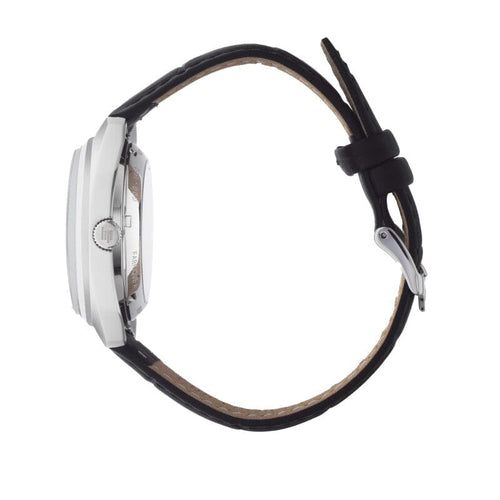 Montre homme Lip Général de Gaulle 35 mm 671880, cadran blanc, bracelet en cuir noir – Design classique en acier inoxydable Homme LIP 