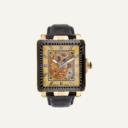 Montre Homme Montignac Automatique MOW905 en Cuir Noir Homme MONTIGNAC 