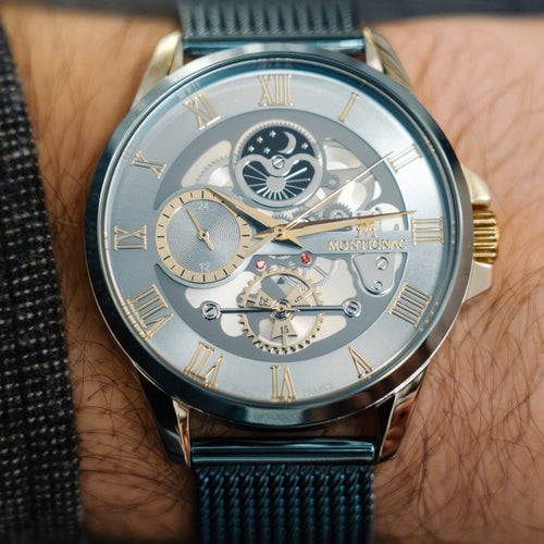 Montre Homme Montignac MOW1100 Milanais bleu glaçé Homme MONTIGNAC 