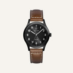 Montre Homme Pierre Lannier 261K434 Aviateur en Acier PVD Noir et Cuir Marron Homme PIERRE LANNIER 