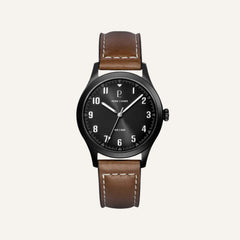 Montre Homme Pierre Lannier 261K434 Aviateur en Acier PVD Noir et Cuir Marron Homme PIERRE LANNIER 