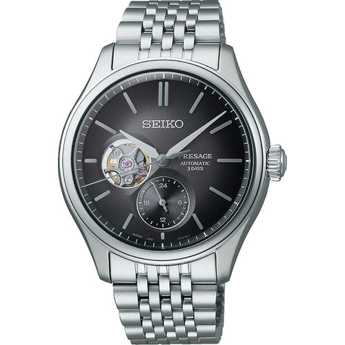 Montre homme Seiko Presage Classic Open Heart SPB471J1, cadran noir, boîtier en acier inoxydable – Automatique, design élégant Homme SEIKO 