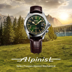 Montre homme Seiko Prospex Alpinist 2025 SPB507J1, cadran vert, bracelet cuir noir – Automatique, design aventure Homme SEIKO 