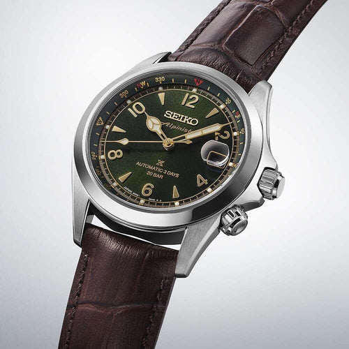 Montre homme Seiko Prospex Alpinist 2025 SPB507J1, cadran vert, bracelet cuir noir – Automatique, design aventure Homme SEIKO 