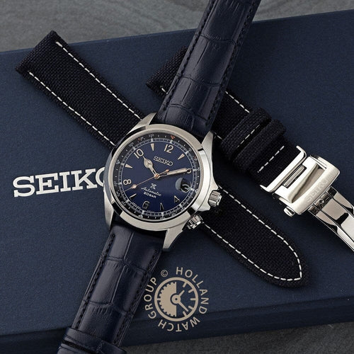 Montre homme Seiko Prospex Alpinist SPB531J1, cadran bleu, bracelet en cuir noir – Automatique, édition limitée Homme SEIKO 