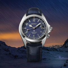 Montre homme Seiko Prospex Alpinist SPB531J1, cadran bleu, bracelet en cuir noir – Automatique, édition limitée Homme SEIKO 