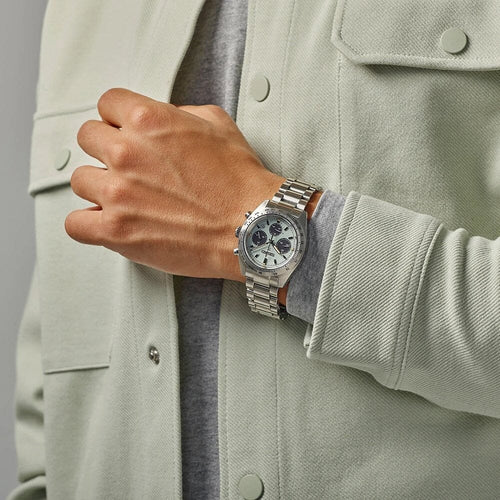 Montre homme Seiko Prospex Chronograph SSC965P1, cadran blanc, boîtier en acier inoxydable, design sport solaire Homme SEIKO 