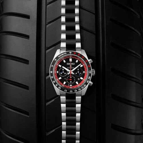 Montre homme Seiko Prospex Speedtimer Datsun SSC957P1, cadran noir, acier inoxydable – Chronographe solaire, édition limitée Homme SEIKO 