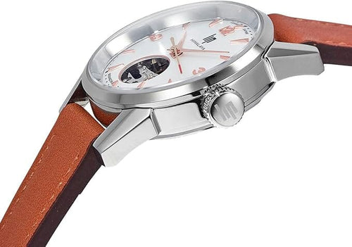 Montre Lip Femme 671605 – Cadran blanc, bracelet en cuir marron | Montre de luxe pour femme Femme LIP 