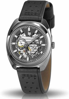 Montre squelette automatique pour homme LIP 671381 – Bracelet en cuir noir, design mécanique haut de gamme Homme LIP 