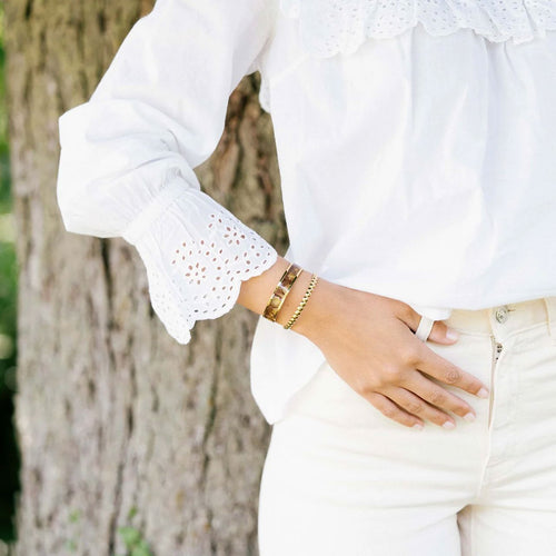 Petite Manchette Femme Louise’s Garden Ginkgo MOF1224 en Acier Inoxydable Doré Bracelet Louise's Garden 