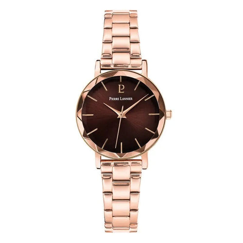 Pierre Lannier 012P988 Montre Femme Multiples Bracelet Acier Rose Doré – Cadran Marron Soleil, Mouvement Quartz & Élégance Raffinée Femme Ocarat 