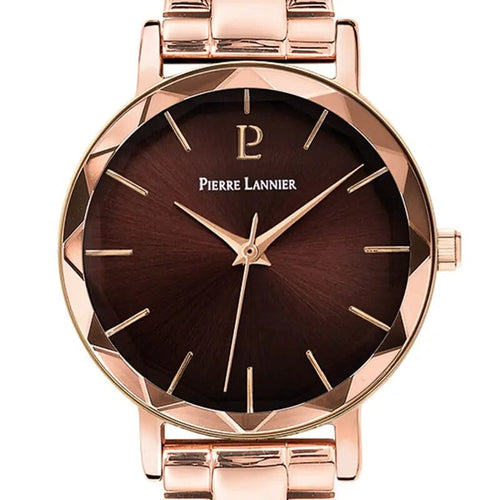 Pierre Lannier 012P988 Montre Femme Multiples Bracelet Acier Rose Doré – Cadran Marron Soleil, Mouvement Quartz & Élégance Raffinée Femme Ocarat 
