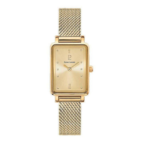 Pierre Lannier 057H542 | Montre Femme à Quartz – Boîtier Rectangulaire en Acier Inoxydable Doré PVD, Cadran Doré Soleillé, Bracelet Milanais en Acier Doré Femme PIERRE LANNIER 