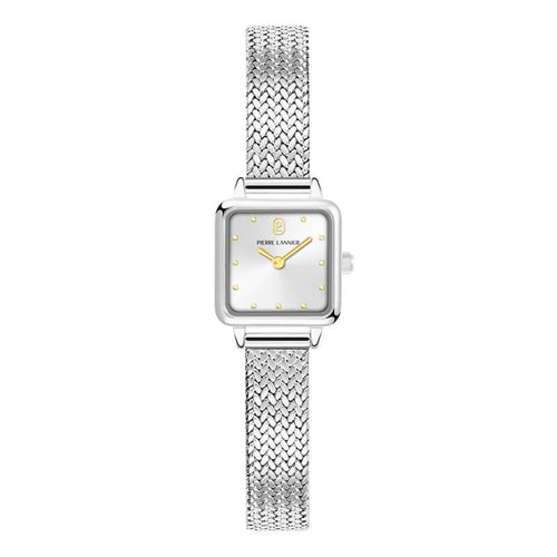 Pierre Lannier 058J621 | Montre Femme à Quartz – Boîtier Carré en Acier Inoxydable, Cadran Gris Soleillé, Bracelet Milanais en Acier Argenté Femme PIERRE LANNIER 