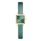 Pierre Lannier 059H577 | Montre Femme à Quartz – Boîtier Carré en Acier Inoxydable PVD Doré, Cadran Vert Soleillé, Bracelet en Cuir Vert Femme PIERRE LANNIER 