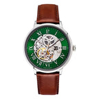 Pierre Lannier 323D174 Montre Homme Automatique Bracelet Cuir Marron Cadran Squelette Vert – Élégance Premium, Mouvement Automatique & Style Intemporel Homme Ocarat 