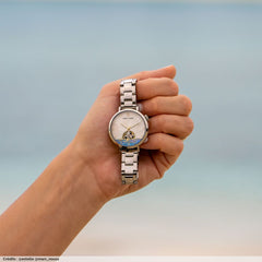 Pierre Lannier Australe 148H691 Montre Femme Automatique, Boîtier Rond 35 mm Argenté, Cadran Nacré Blanc Cœur Ouvert, Bracelet Acier Argenté 14 mm, Miyota 8N24, Étanche 5 ATM Femme PIERRE LANNIER 