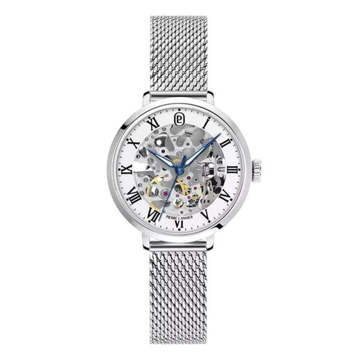 Pierre Lannier Automatic 137H601 Montre Femme Automatique, Boîtier Rond 35 mm, Cadran Squelette Gris, Bracelet Maille Milanaise Acier, Réserve de Marche 42 h, Étanche 5 ATM Femme PIERRE LANNIER 