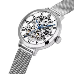 Pierre Lannier Automatic 137H601 Montre Femme Automatique, Boîtier Rond 35 mm, Cadran Squelette Gris, Bracelet Maille Milanaise Acier, Réserve de Marche 42 h, Étanche 5 ATM Femme PIERRE LANNIER 