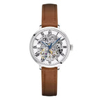 Pierre Lannier Automatic 137H604 Montre Femme Automatique, Boîtier Rond 35 mm, Cadran Squelette Gris, Bracelet Cuir Marron, Réserve de Marche 42 h, Étanche 5 ATM Femme PIERRE LANNIER 