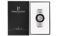 Pierre Lannier Automatic 317B131 Montre Automatique Homme, Boîtier Acier 42 mm, Cadran Squelette Noir, Bracelet Acier Argenté 20 mm Femme PIERRE LANNIER 