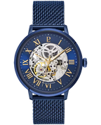 Pierre Lannier Automatic 318B468 Montre Automatique Homme, Boîtier Acier Bleu 42 mm, Cadran Squelette Bleu, Bracelet Acier Milanais Bleu 20 mm Femme PIERRE LANNIER 