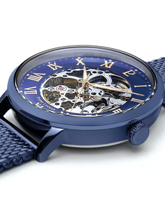 Pierre Lannier Automatic 318B468 Montre Automatique Homme, Boîtier Acier Bleu 42 mm, Cadran Squelette Bleu, Bracelet Acier Milanais Bleu 20 mm Femme PIERRE LANNIER 