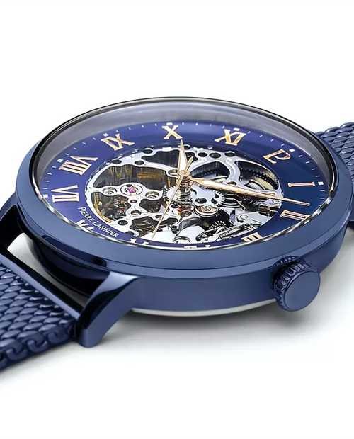 Pierre Lannier Automatic 318B468 Montre Automatique Homme, Boîtier Acier Bleu 42 mm, Cadran Squelette Bleu, Bracelet Acier Milanais Bleu 20 mm Femme PIERRE LANNIER 