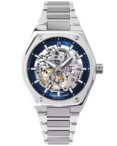 Pierre Lannier Copilote 308G161 Montre Automatique Homme, Boîtier Acier 42,5 mm, Cadran Squelette Bleu, Bracelet Acier Argenté 22 mm Femme PIERRE LANNIER 