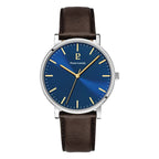 Pierre Lannier Essential 217G164 Montre Homme Quartz, Boîtier Acier 40,5 mm, Cadran Bleu Soleillé, Bracelet Cuir Marron 20 mm, Miyota 2035 Homme PIERRE LANNIER 