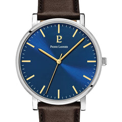 Pierre Lannier Essential 217G164 Montre Homme Quartz, Boîtier Acier 40,5 mm, Cadran Bleu Soleillé, Bracelet Cuir Marron 20 mm, Miyota 2035 Homme PIERRE LANNIER 