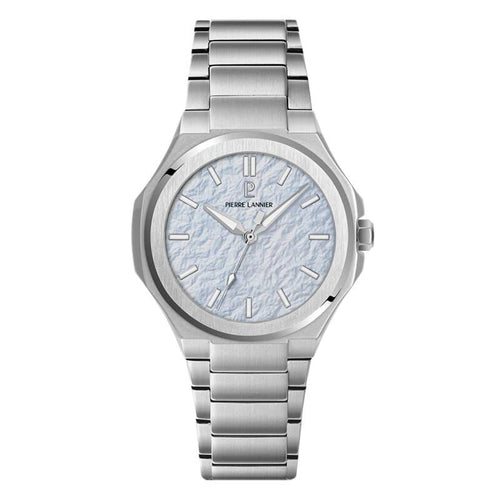 Pierre Lannier Graphite 203G161 Montre Unisexe Quartz, Boîtier Rond 38 mm Gris, Cadran Bleu Texturé Mat, Bracelet Acier Gris 24 mm, Verre Gorilla Glass Unisexe PIERRE LANNIER 