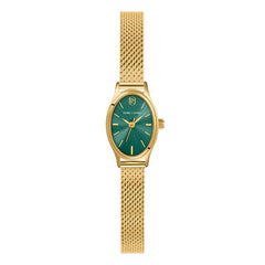 Pierre Lannier OVALIA 075K572 Montre Femme à Quartz, Boîtier Ovale Acier Inoxydable PVD Or, Cadran Vert Soleillé, Bracelet Milanais Doré, Étanche 30 m Femme PIERRE LANNIER 