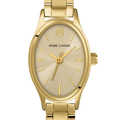 Pierre Lannier OVALIA 076H542 Montre Femme à Quartz, Boîtier Ovale Acier Inoxydable Doré, Cadran Soleillé Doré, Bracelet Acier Doré, Étanche 30 m Femme PIERRE LANNIER 