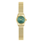 Pierre Lannier PYA 091M572 Montre Femme à Quartz, Boîtier Rond Doré 20 mm, Cadran Vert Soleil, Bracelet Maille Milanaise Doré 10 mm, Étanche 5 ATM Femme PIERRE LANNIER 