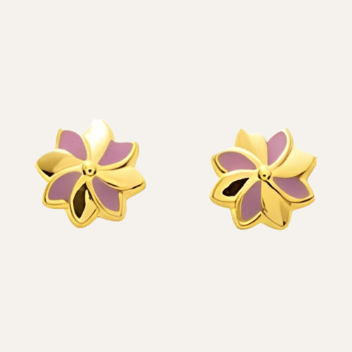 Puces d'oreilles enfant Fleur de Lys en or jaune 18 carats Boucles d'oreilles Robez Masson 