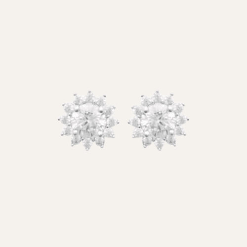 Puces d'oreilles fleurs en argent et oxyde de zirconium Boucles d'oreilles LEURELOR 