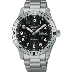 Seiko HDB006K1 Montre Homme Seiko 5 Sports Field Automatique - Acier Inoxydable Noir et Argent, Mouvement Automatique, Lunette Boussole, Étanche 100M, Confort Quotidien Homme SEIKO 