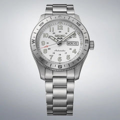 Seiko HDB007K1 Montre Homme Seiko 5 Sports Field Automatique - Cadran Blanc, Acier Inoxydable, Lunette Boussole, Étanche 100M, Confort et Précision au Quotidien Homme SEIKO 
