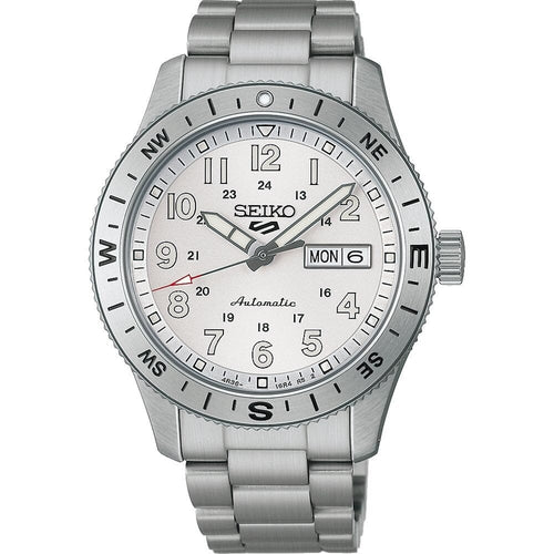 Seiko HDB007K1 Montre Homme Seiko 5 Sports Field Automatique - Cadran Blanc, Acier Inoxydable, Lunette Boussole, Étanche 100M, Confort et Précision au Quotidien Homme SEIKO 