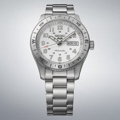 Seiko HDB007K1 Montre Homme Seiko 5 Sports Field Automatique - Cadran Blanc, Acier Inoxydable, Lunette Boussole, Étanche 100M, Confort et Précision au Quotidien Homme SEIKO 